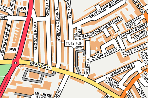 YO12 7QP map - OS OpenMap – Local (Ordnance Survey)