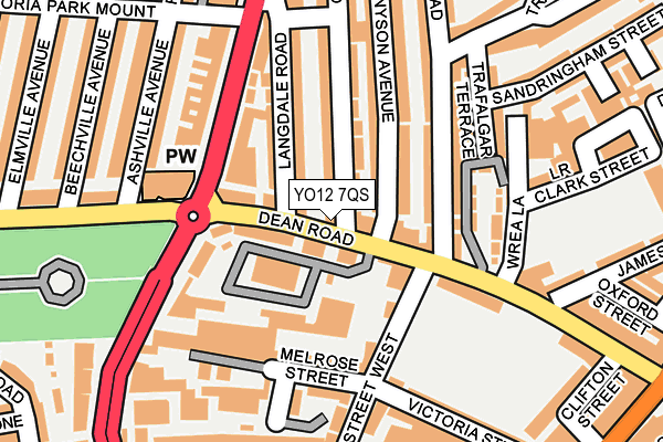 YO12 7QS map - OS OpenMap – Local (Ordnance Survey)