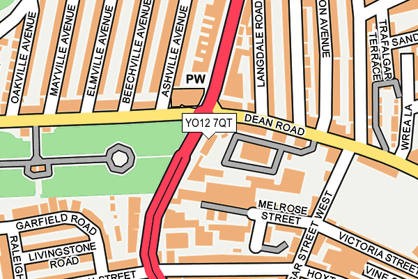 YO12 7QT map - OS OpenMap – Local (Ordnance Survey)