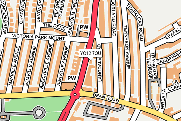 YO12 7QU map - OS OpenMap – Local (Ordnance Survey)