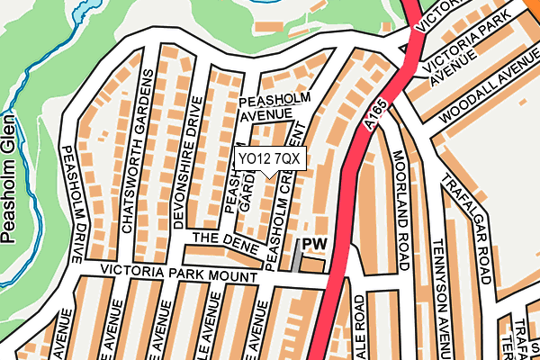 YO12 7QX map - OS OpenMap – Local (Ordnance Survey)