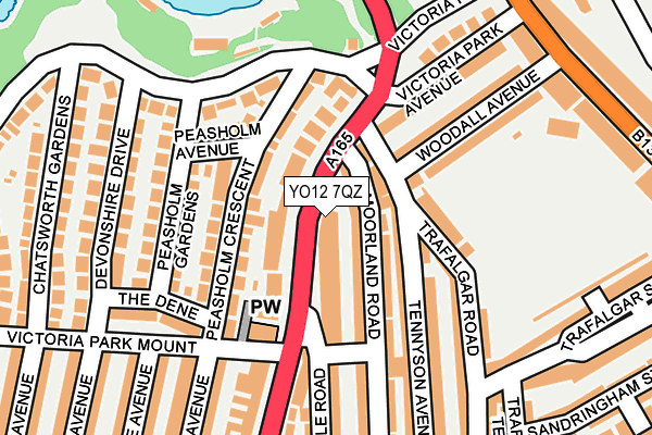 YO12 7QZ map - OS OpenMap – Local (Ordnance Survey)