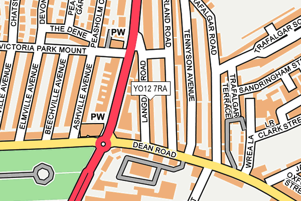 YO12 7RA map - OS OpenMap – Local (Ordnance Survey)