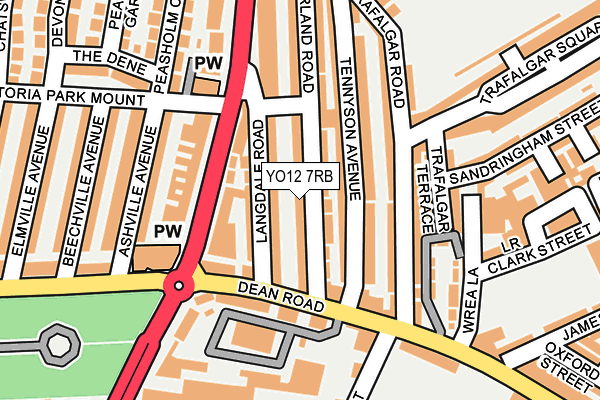 YO12 7RB map - OS OpenMap – Local (Ordnance Survey)