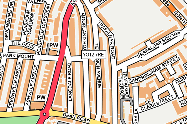 YO12 7RE map - OS OpenMap – Local (Ordnance Survey)