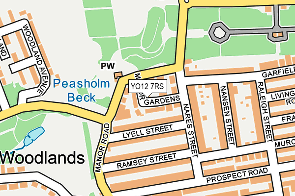 YO12 7RS map - OS OpenMap – Local (Ordnance Survey)