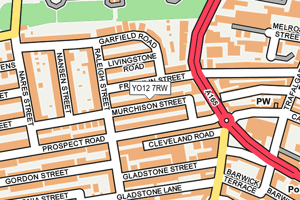 YO12 7RW map - OS OpenMap – Local (Ordnance Survey)