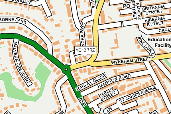 YO12 7RZ map - OS OpenMap – Local (Ordnance Survey)