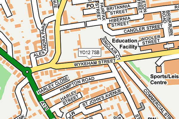 YO12 7SB map - OS OpenMap – Local (Ordnance Survey)