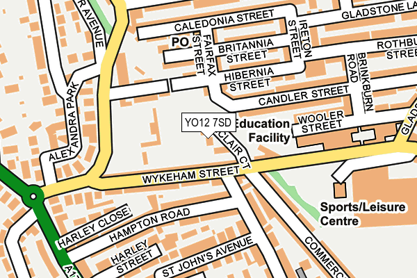 YO12 7SD map - OS OpenMap – Local (Ordnance Survey)