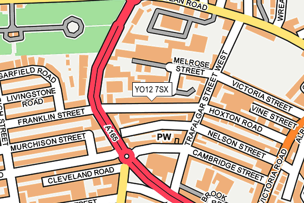 YO12 7SX map - OS OpenMap – Local (Ordnance Survey)
