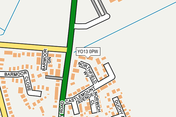 YO13 0PW map - OS OpenMap – Local (Ordnance Survey)