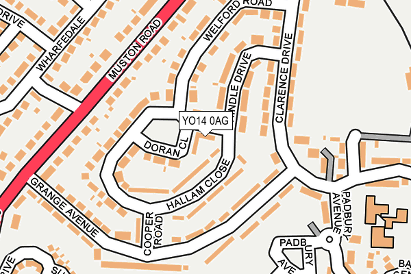 YO14 0AG map - OS OpenMap – Local (Ordnance Survey)