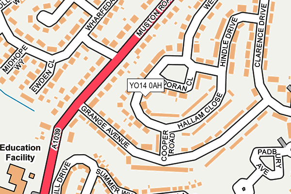 YO14 0AH map - OS OpenMap – Local (Ordnance Survey)
