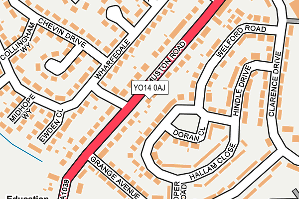 YO14 0AJ map - OS OpenMap – Local (Ordnance Survey)