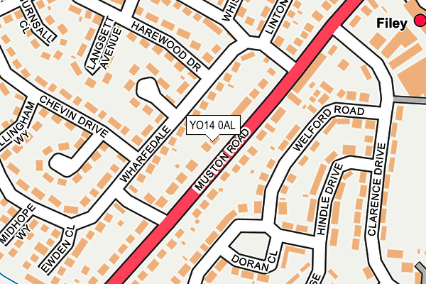 YO14 0AL map - OS OpenMap – Local (Ordnance Survey)