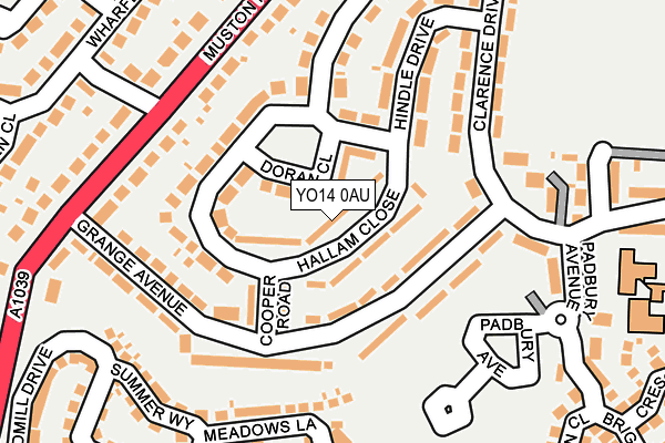 YO14 0AU map - OS OpenMap – Local (Ordnance Survey)