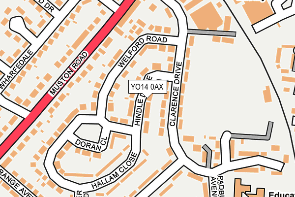 YO14 0AX map - OS OpenMap – Local (Ordnance Survey)
