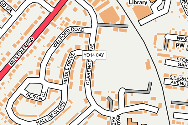YO14 0AY map - OS OpenMap – Local (Ordnance Survey)