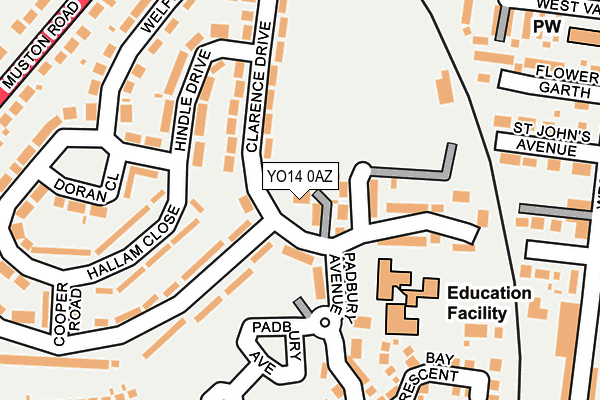 YO14 0AZ map - OS OpenMap – Local (Ordnance Survey)
