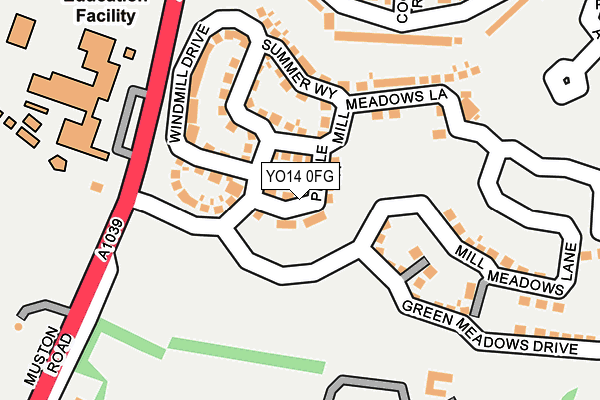 YO14 0FG map - OS OpenMap – Local (Ordnance Survey)
