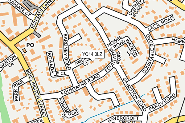 YO14 0LZ map - OS OpenMap – Local (Ordnance Survey)