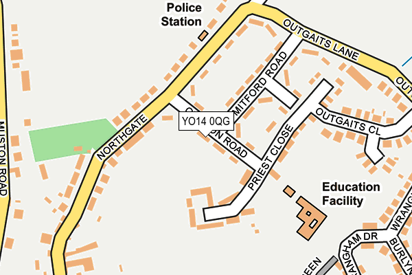 YO14 0QG map - OS OpenMap – Local (Ordnance Survey)