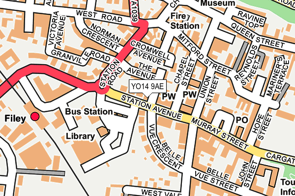 YO14 9AE map - OS OpenMap – Local (Ordnance Survey)