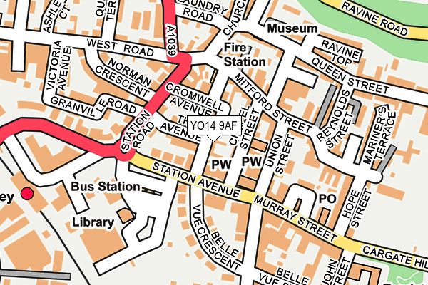 YO14 9AF map - OS OpenMap – Local (Ordnance Survey)