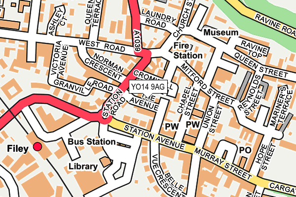 YO14 9AG map - OS OpenMap – Local (Ordnance Survey)