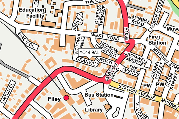 YO14 9AL map - OS OpenMap – Local (Ordnance Survey)