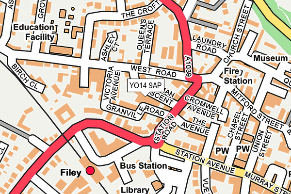 YO14 9AP map - OS OpenMap – Local (Ordnance Survey)