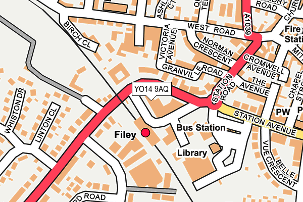 YO14 9AQ map - OS OpenMap – Local (Ordnance Survey)