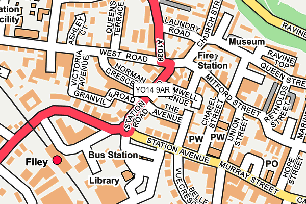 YO14 9AR map - OS OpenMap – Local (Ordnance Survey)