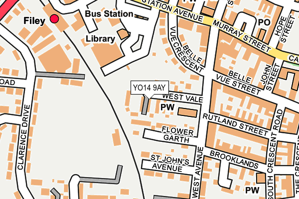 YO14 9AY map - OS OpenMap – Local (Ordnance Survey)
