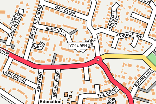 YO14 9EH map - OS OpenMap – Local (Ordnance Survey)