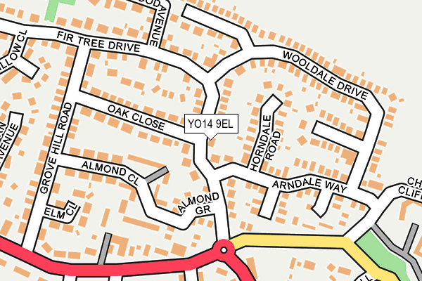 YO14 9EL map - OS OpenMap – Local (Ordnance Survey)