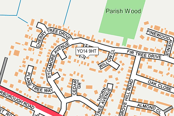 YO14 9HT map - OS OpenMap – Local (Ordnance Survey)
