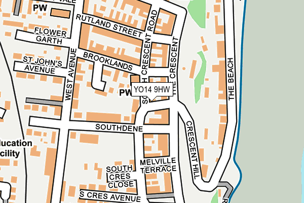 YO14 9HW map - OS OpenMap – Local (Ordnance Survey)