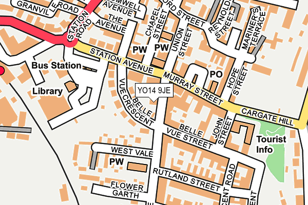 YO14 9JE map - OS OpenMap – Local (Ordnance Survey)