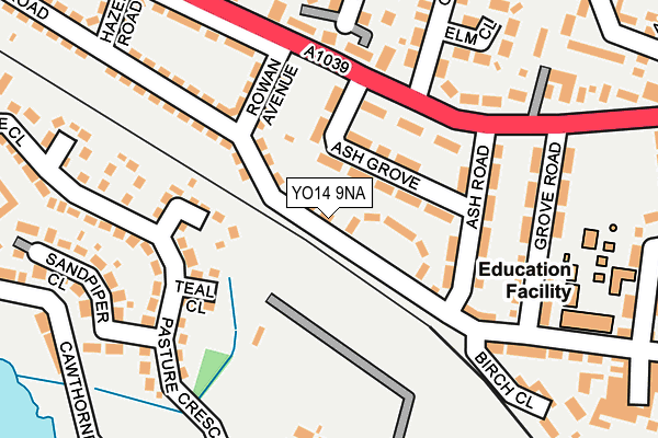 YO14 9NA map - OS OpenMap – Local (Ordnance Survey)