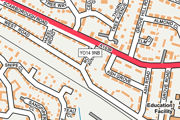 YO14 9NB map - OS OpenMap – Local (Ordnance Survey)