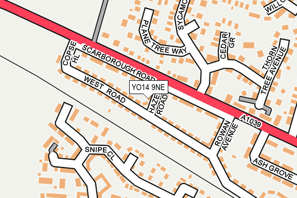 YO14 9NE map - OS OpenMap – Local (Ordnance Survey)