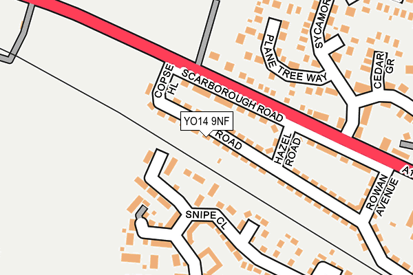 YO14 9NF map - OS OpenMap – Local (Ordnance Survey)