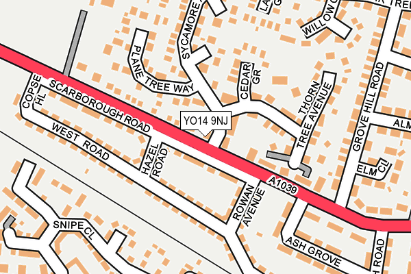 YO14 9NJ map - OS OpenMap – Local (Ordnance Survey)