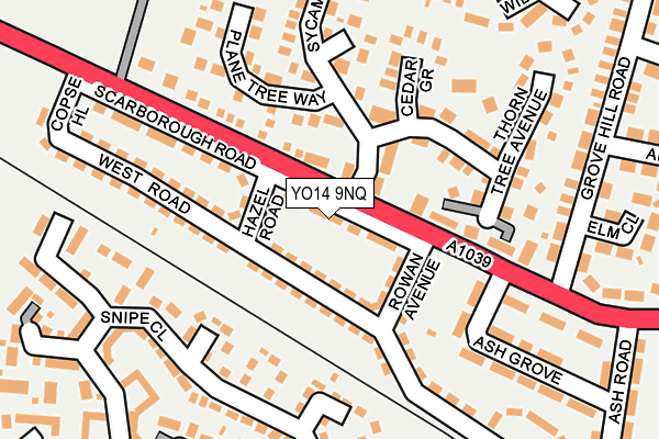 YO14 9NQ map - OS OpenMap – Local (Ordnance Survey)