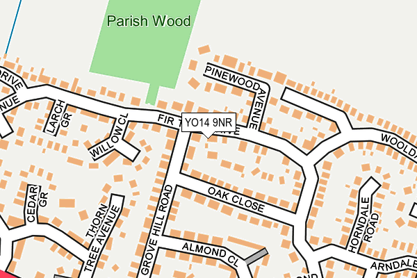 YO14 9NR map - OS OpenMap – Local (Ordnance Survey)