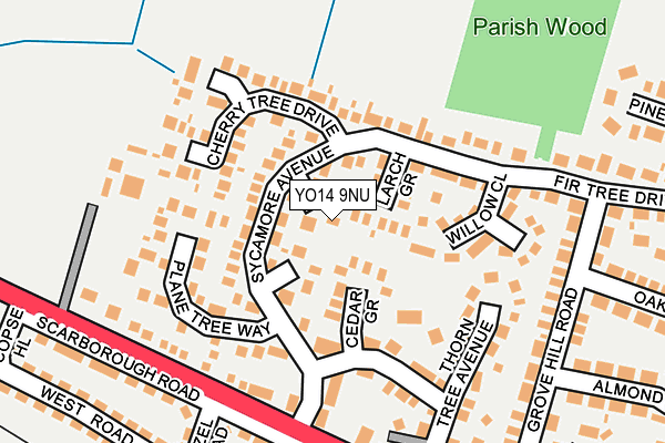 YO14 9NU map - OS OpenMap – Local (Ordnance Survey)