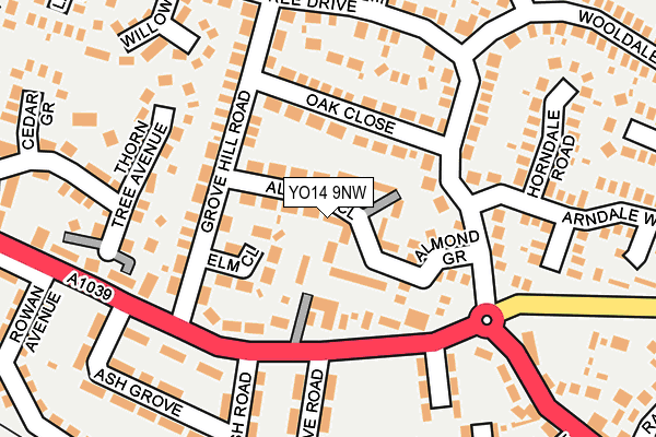 YO14 9NW map - OS OpenMap – Local (Ordnance Survey)