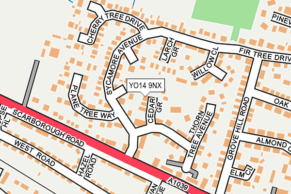 YO14 9NX map - OS OpenMap – Local (Ordnance Survey)
